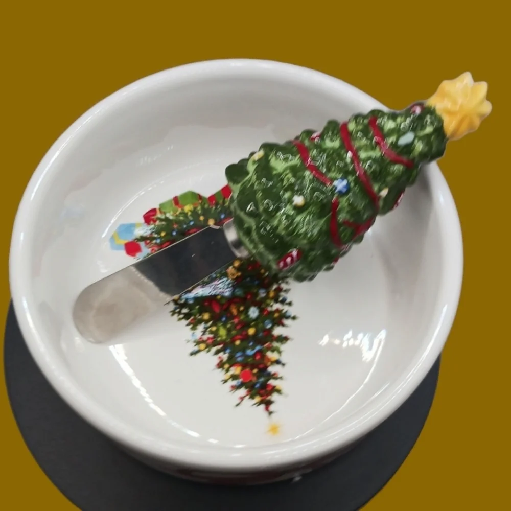 Martha Stewart dip mix set christmas bowl & knife
